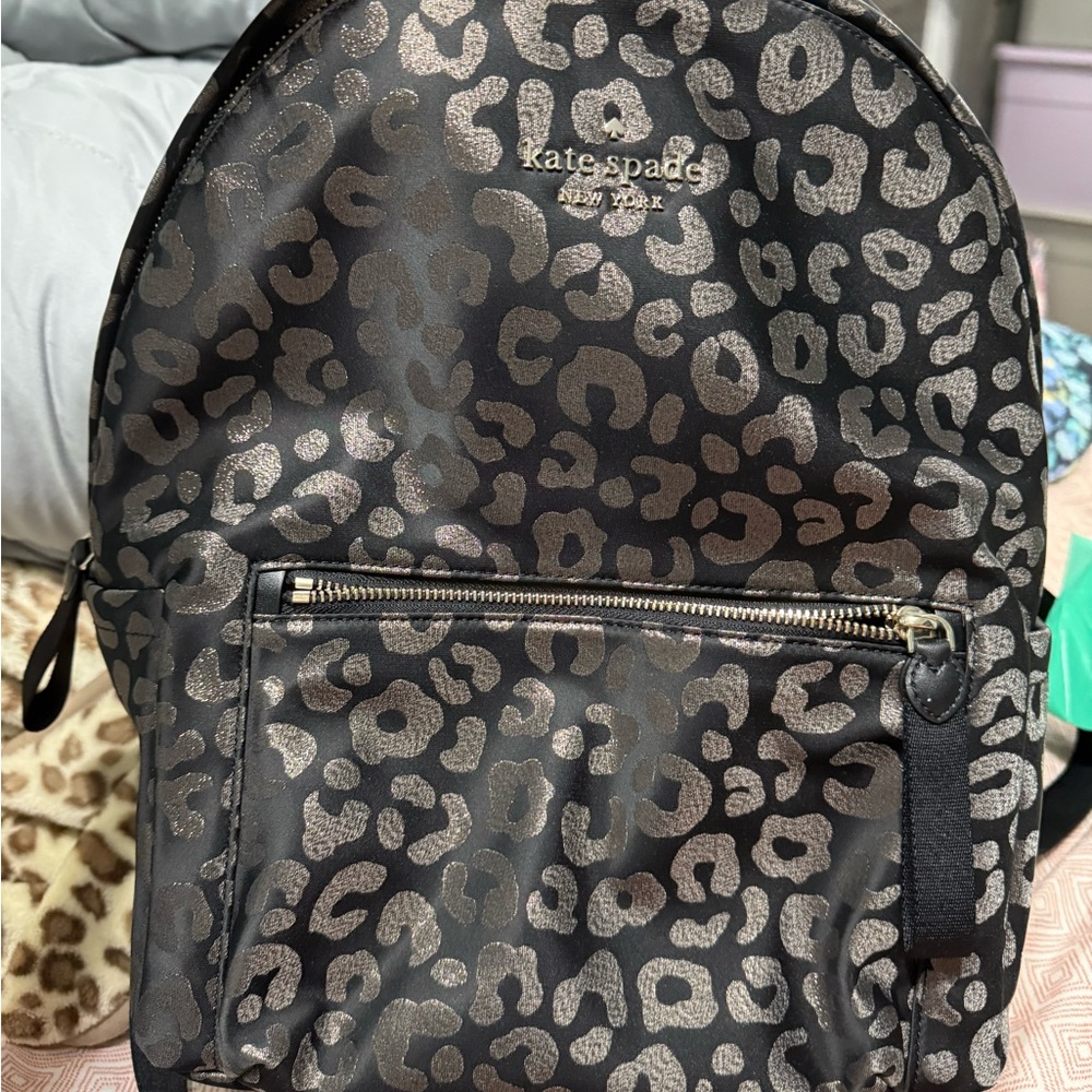 Kate Spade Black and Gray Animal Print Backpack